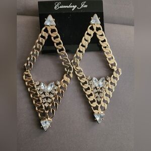 Gold Tone and Diamond-Shaped Pierced Earrings